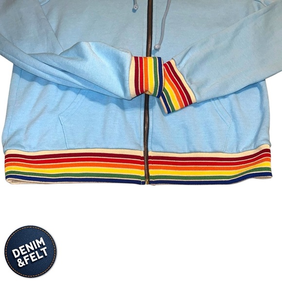 Aviator Nation Unisex Rainbow Rib Full Zip Drawstring Hoodie/Sweatshirt | EUC🩵 - Picture 6 of 14